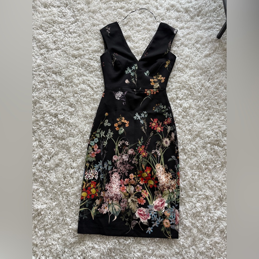 Zara Black Floral Midi Dress
